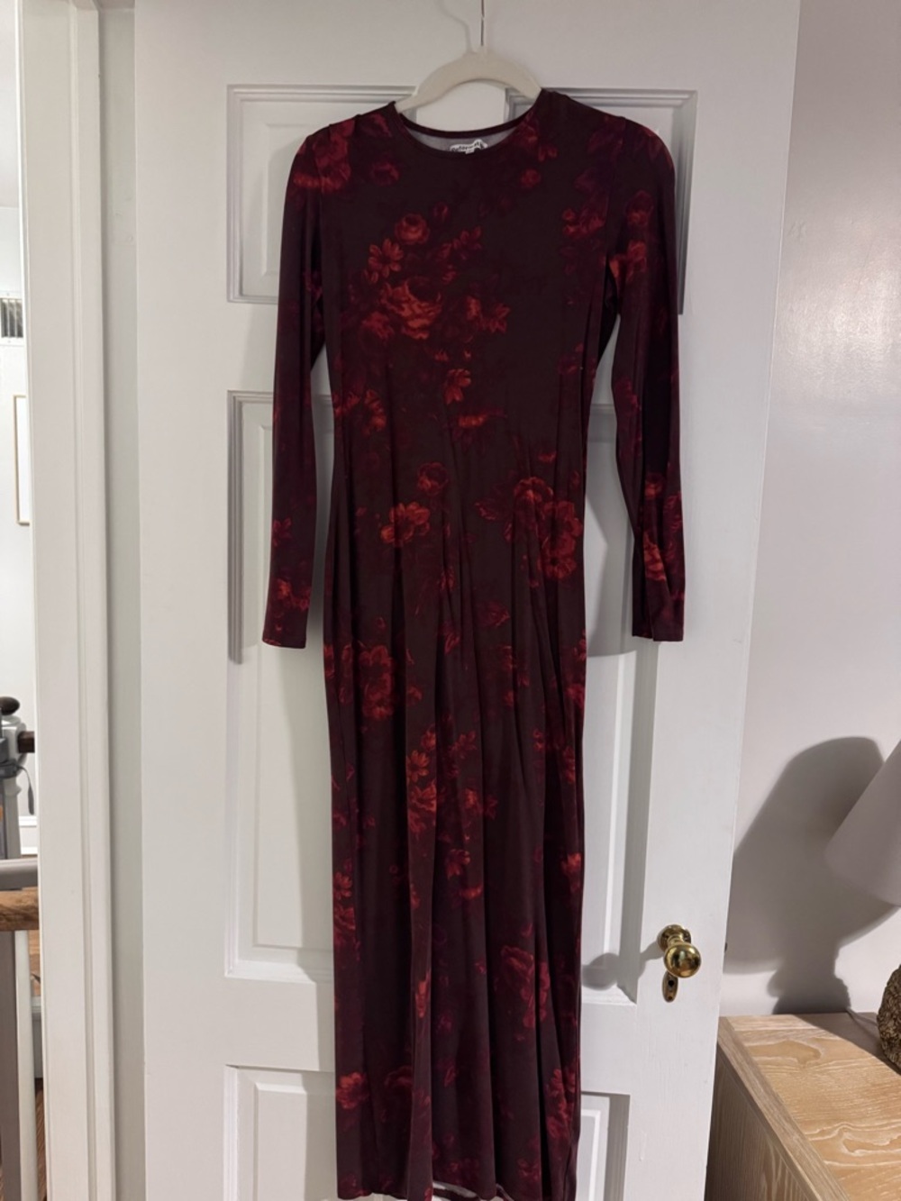 Reformation Tommie Burgundy Floral Long Sleeve Maxi Dress